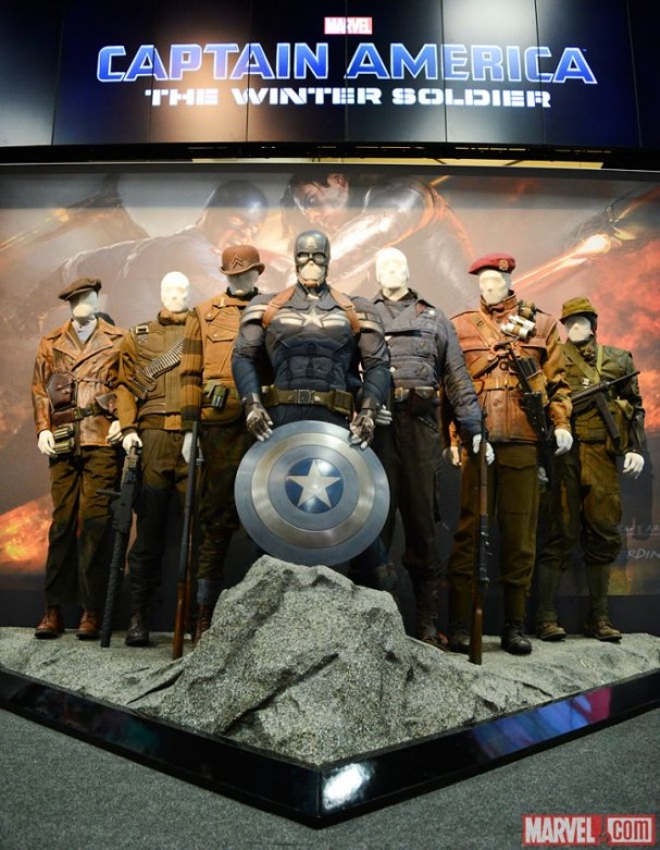 Captain America's original costume on display at the Marvel Booth