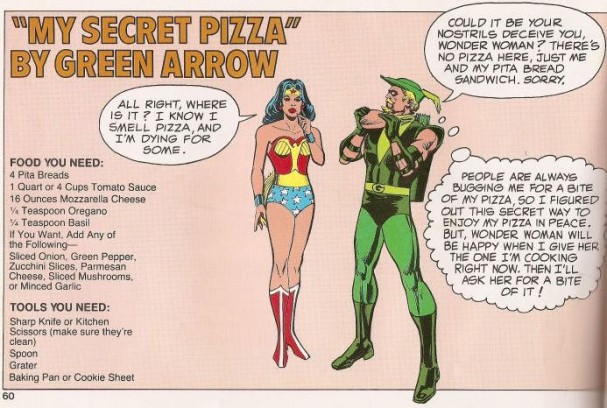 Green Arrow "My Secret Pizza" - DC Super Heroes Super Healthy Cookbook (1981)