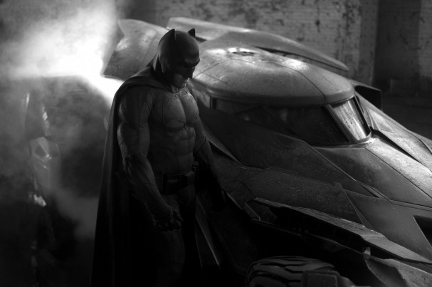 Ben Affleck as Batman and the Batmobile in 'Superman vs Batman' (High res)