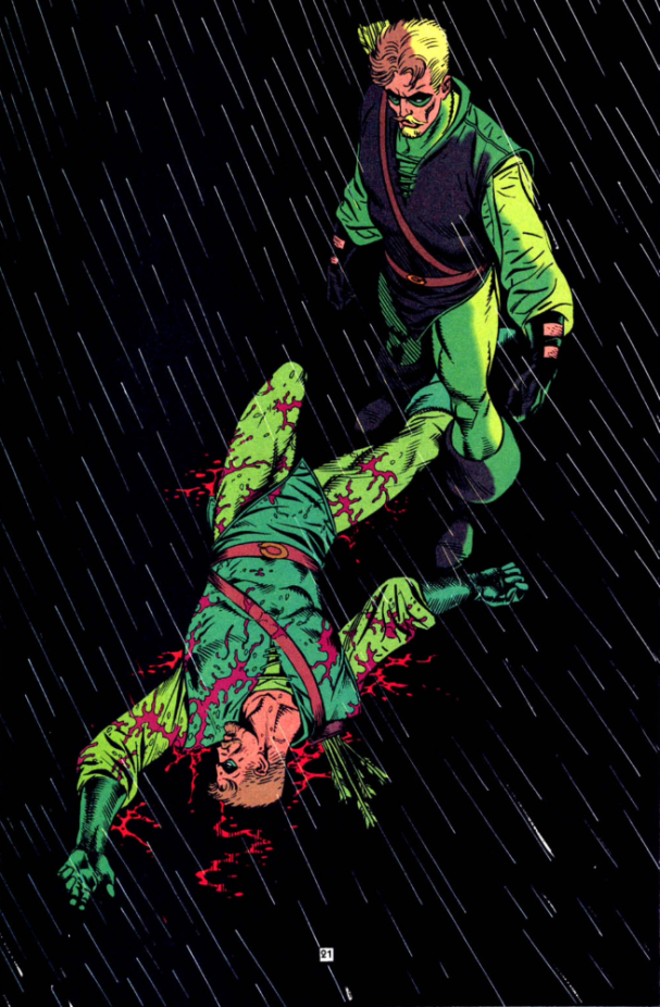 Ollie confronts hesitation in Green Arrow #90. Art by Eduardo Barreto. 