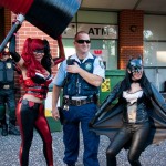 Supanova 2014 - Sydney cosplay - Harley Quinn, an actual cop and Batgirl