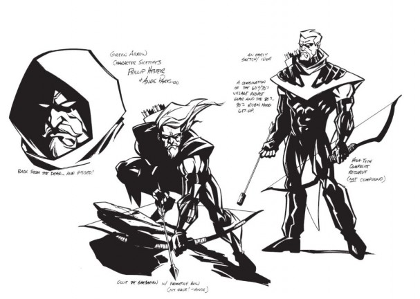Green Arrow Quiver concept art - Phil Hester and Ande Parks