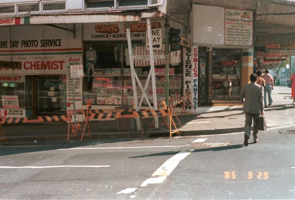 Comic Kingdom's original 1985 location, on the corner of Elizabeth and Liverpool Streets. Photo source: Archive Pix